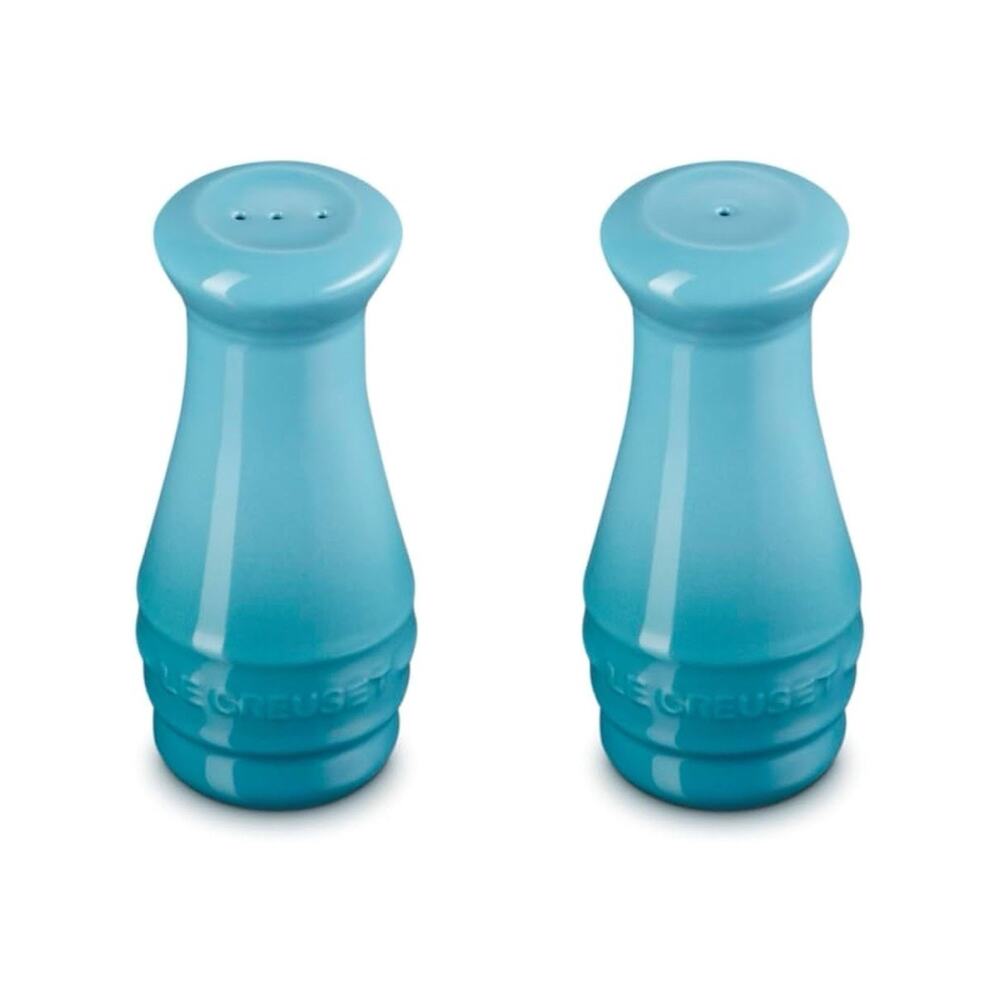 Le Creuset Stoneware Salt & Pepper Shaker Set Caribbean Blue NIB